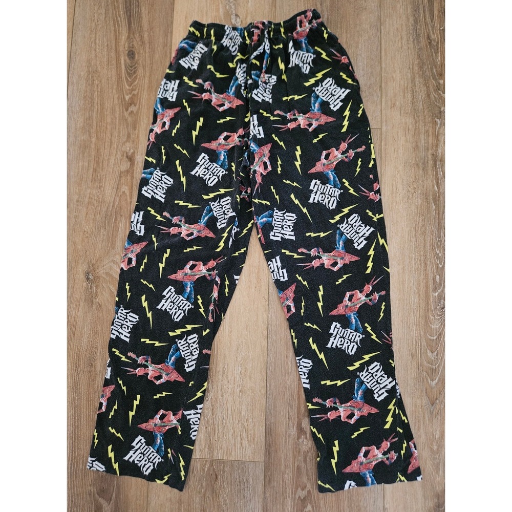 Vintage Guitar Hero Pajama Pants Mens Small S 28-30 Y2K AOP Video Game Lounge